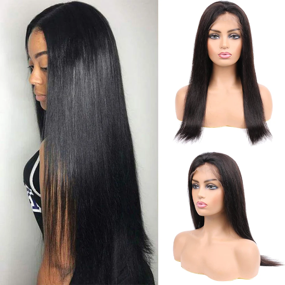 Парик на сетке 13x4 фронтальный парик прямой спереди 180 Remy 32 дюйма бразильский из