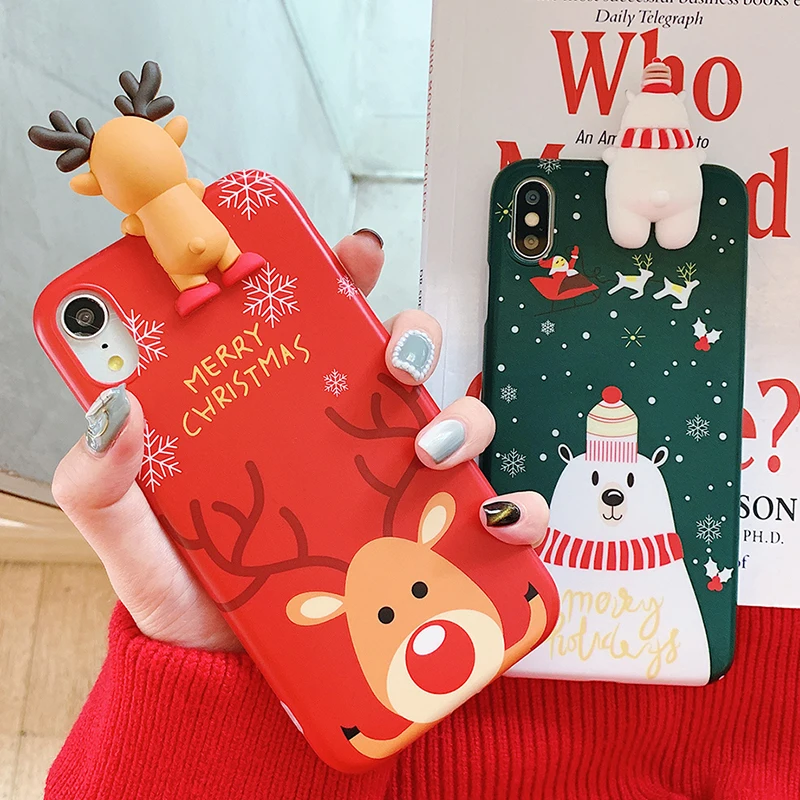 Счастливого Рождества пары чехол для телефона для iPhone XR XS Max 11 6 6s 7 8 Plus X Платье с изображением снеговика и оленя мягкий чехол для задней панели чехол Подарок