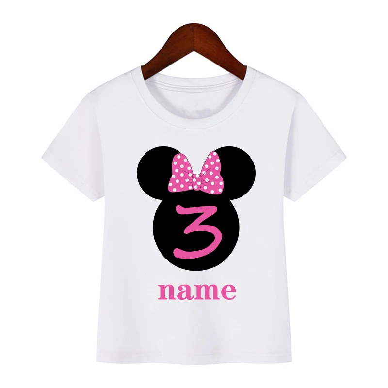 Хлопковая футболка для мальчиков и девочек с мультяшным принтом мыши номерами на