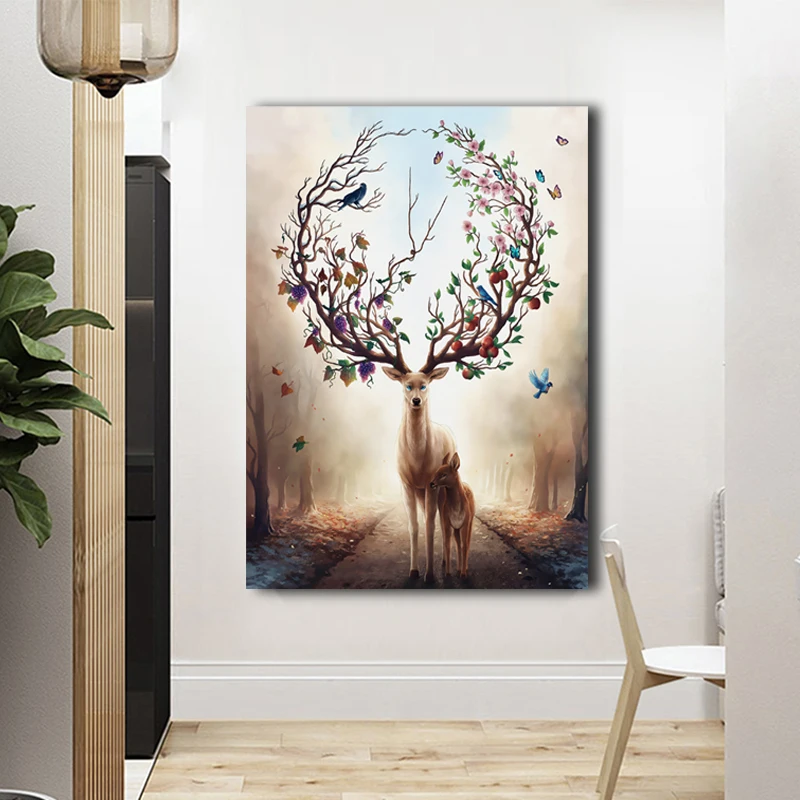 Самоотверженно скандинавском стиле лося рисунок оленя на холсте для Гостиная