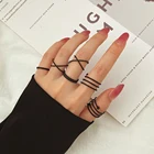 6 шт.компл. панк кольца на палец минималистичные гладкие Золотыечерные геометрические металлические кольца для женщин и девочек ювелирные изделия для вечерние Ринок бижутерия для женщин