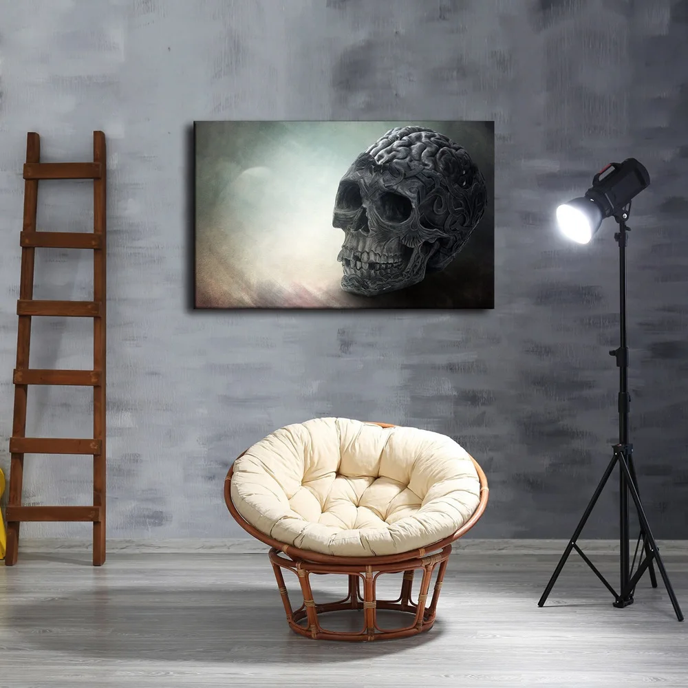 Декоративная картина с черепом маслом абстрактная Обнаженная голова Декор
