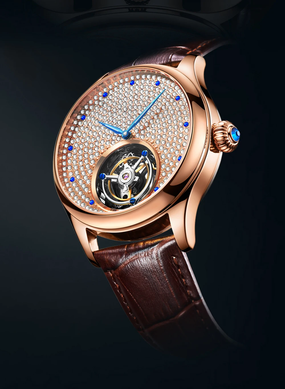 ORKINA Brand Luxury High-End Automatic Mechanical Watches Tourbillon Hollow Precious Stones Inlaid Mechanical Men's Watches