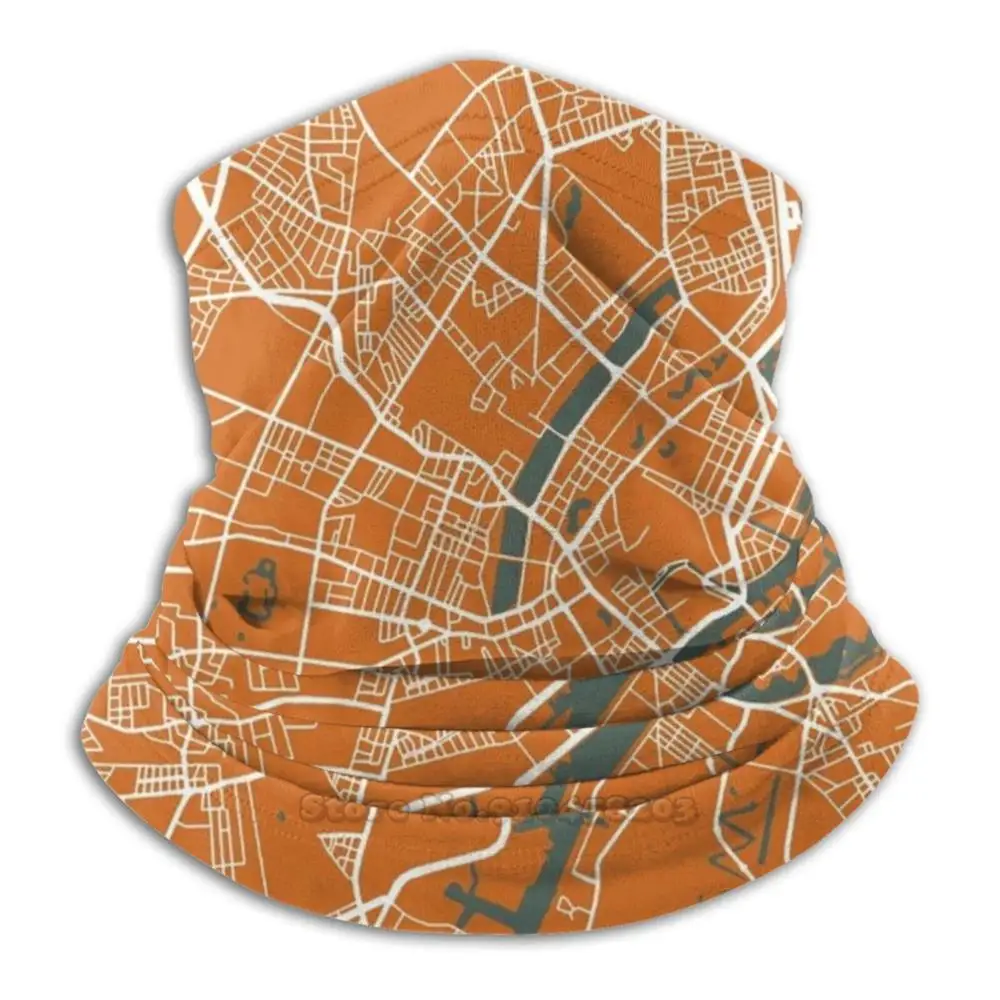 Копенгагенская карта Дании | Оранжевый цвет Карта города микрофибра для шеи