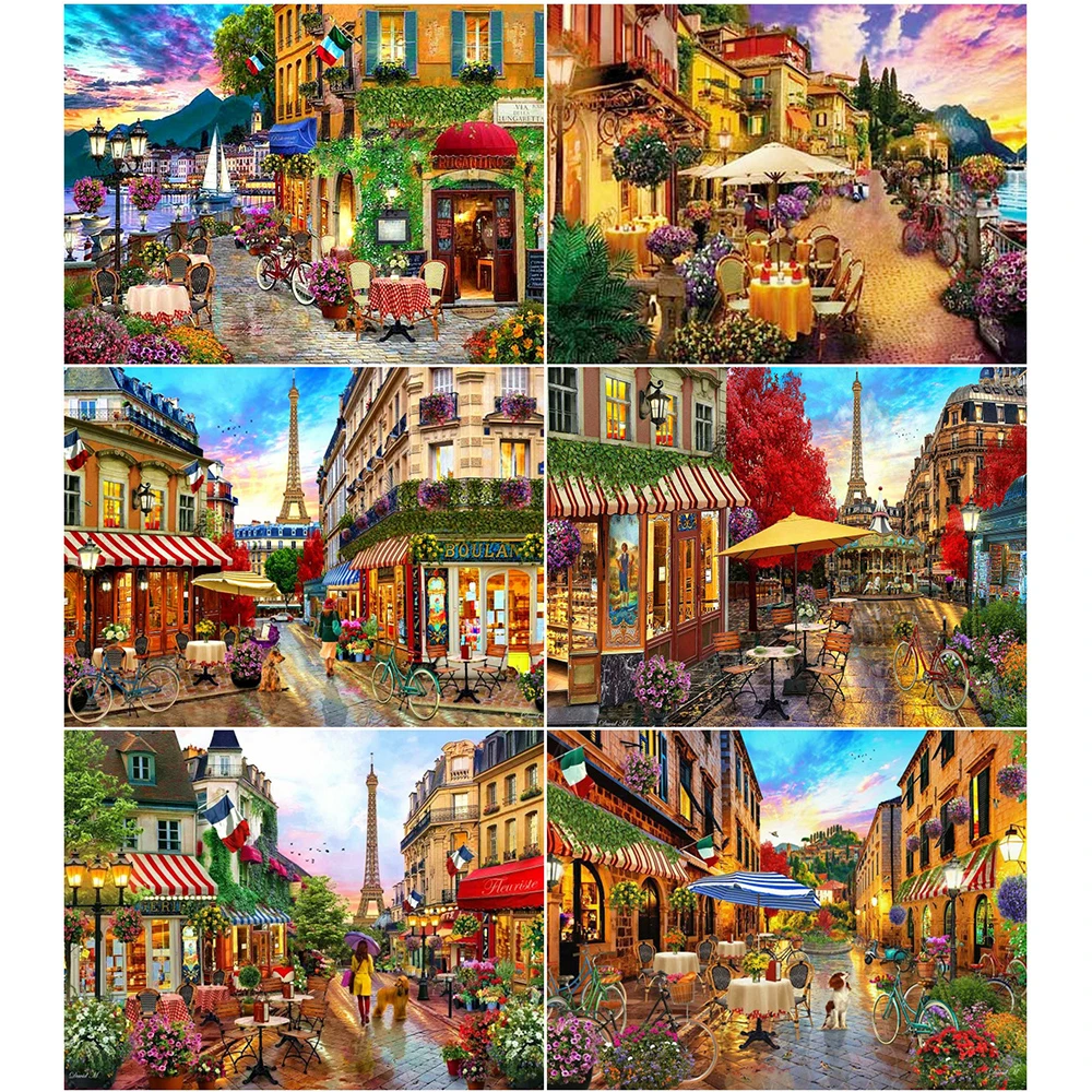 

AZQSD Diamond Painting City Cross Stitch Kits Handicraft DIY Diamond Embroidery Landscape Mosaic Full Square Drill Handmade Gift