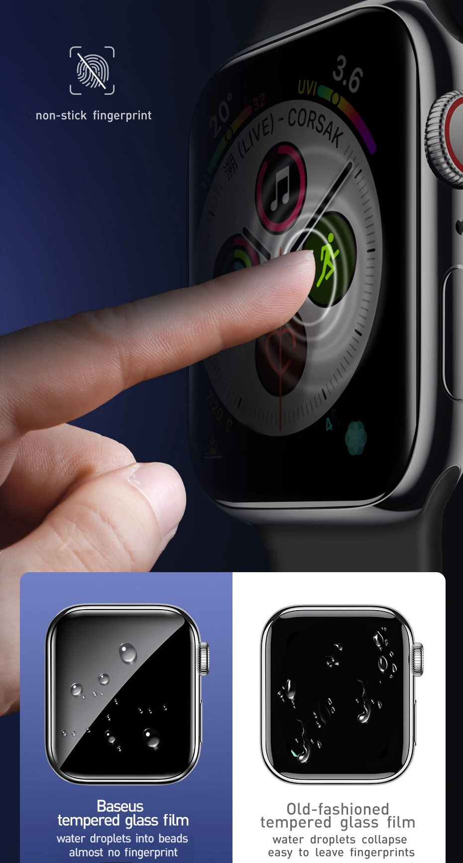 Мягкое закаленное стекло Baseus 0,2 мм для iWatch 4 40 44 мм 3D изогнутое полное покрытие Защитная пленка для iWatch 3 2 1 38 42 мм стекло