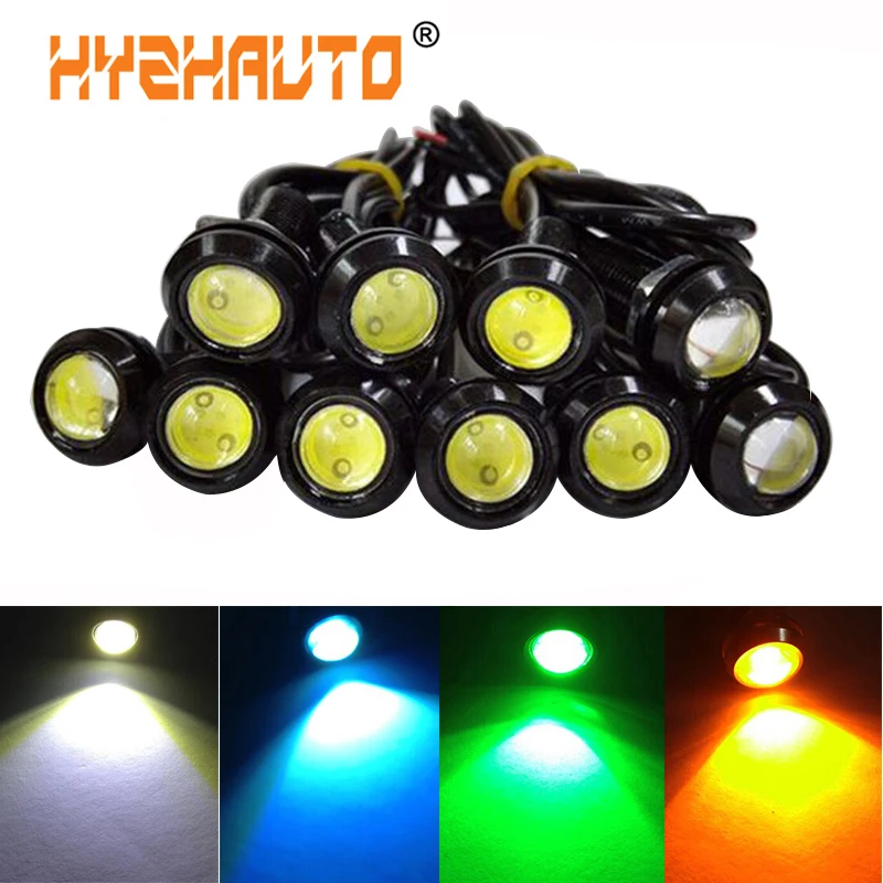HYZHAUTO 10 шт. 3W Противотуманные фары COB 18 мм орлиный глаз светодиодные лампы Авто