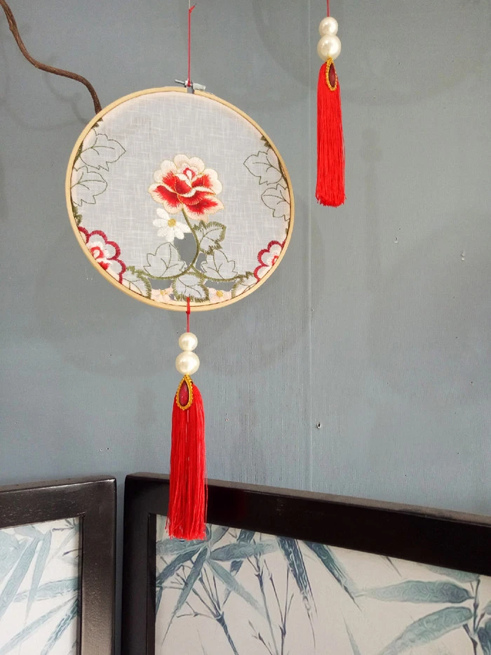 

One piece handmade chinese wedding decoration red circle fringe pendant