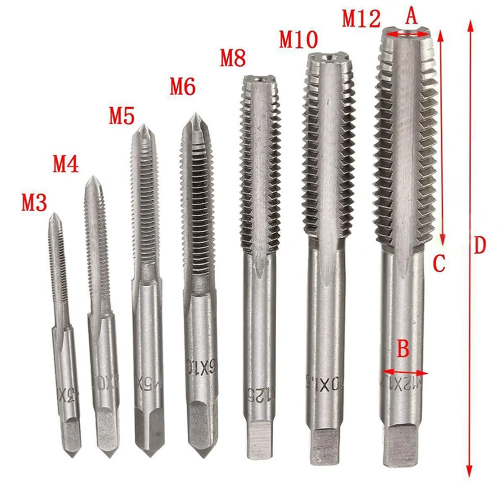 

8pcs Multifunction Auto Repair Durable Professional Wear Resistant Hand Tool Bearing Steel Metric Hardware Tap Die Set
