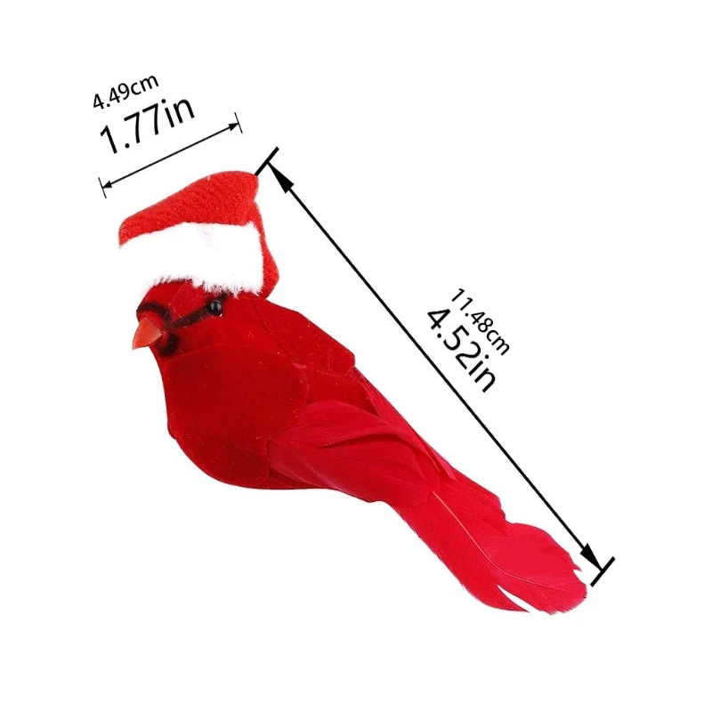 

6 шт. Искусственные Красные кардинальные реалистичные перья, птицы, Рождественские елочные украшения