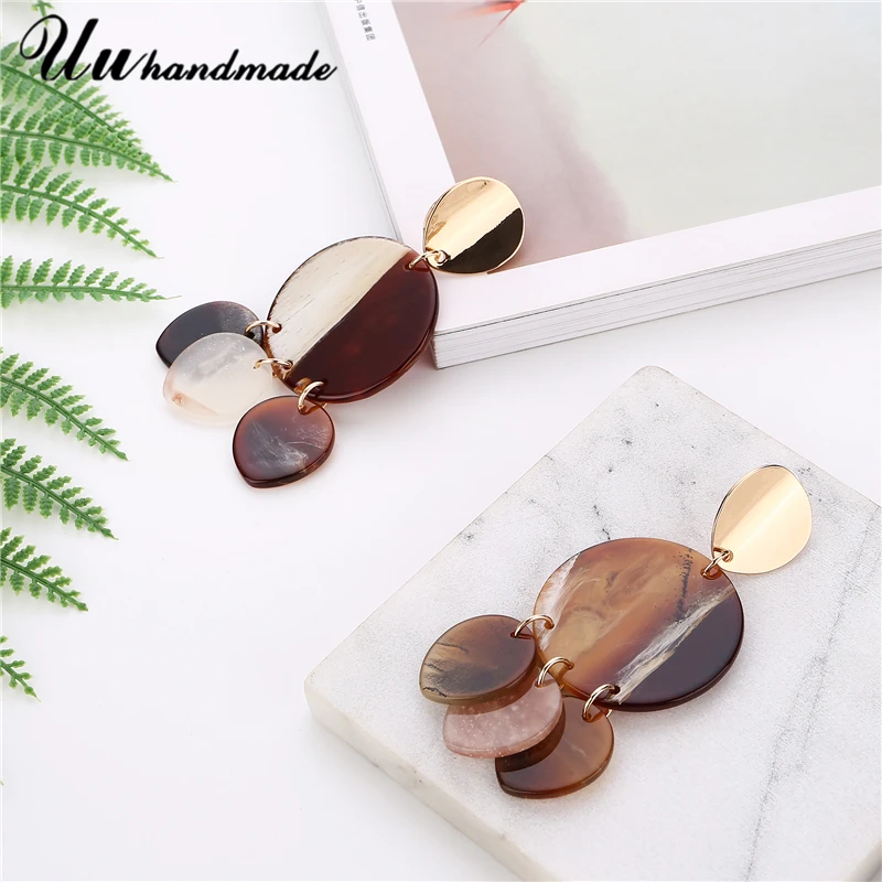 Богемные овальные акриловые серьги с кисточками для женщин винтажные круглые