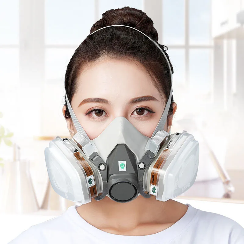 

Anti-Dust Gas Mask With Filter Boxes Safety Goggles Chemical Respirator For Painting Machine Polishing Reusable Washable