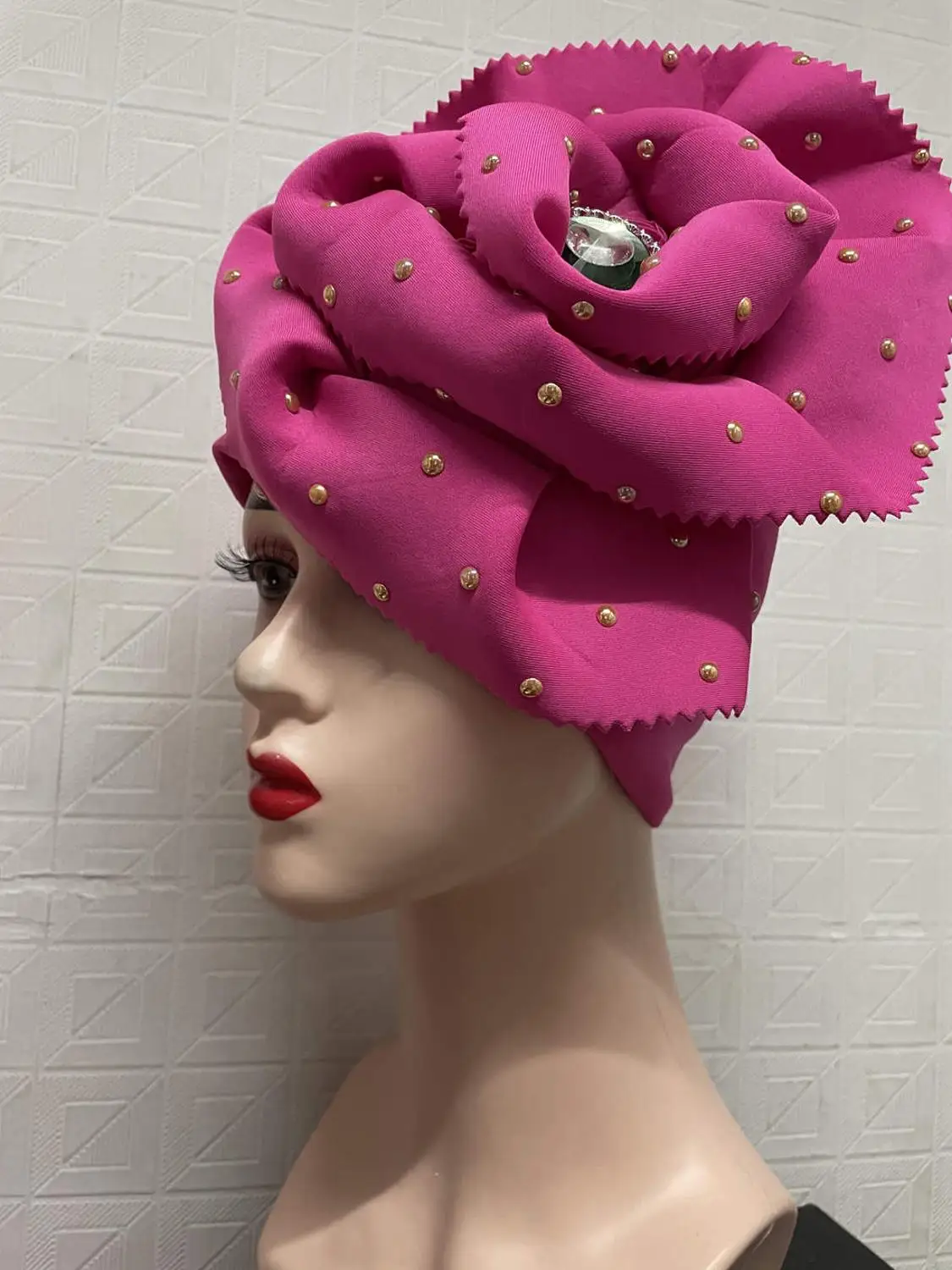 Элегантный большой тюрбан с цветком женская шапка кепка камнями индийская Кепка