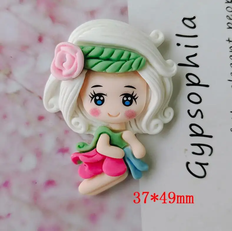 2 шт./лот Кабошон из смолы кавайная принцесса с плоским основанием для