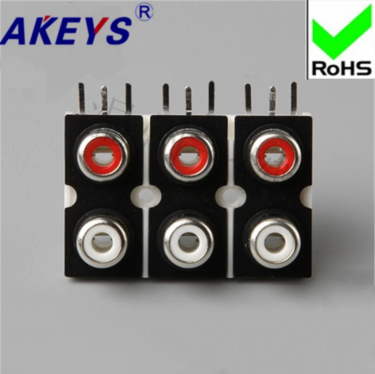 3 шт. AV с ядром гнездо RCA seat шестью отверстиями PCB сварной разъем для аудио видео Lotus