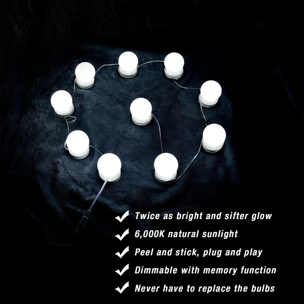 Косметический зеркальный светильник лампа плавная регулировка яркости