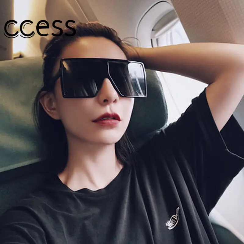 Солнцезащитные очки в пластиковой оправе UV400 женские большие брендовые