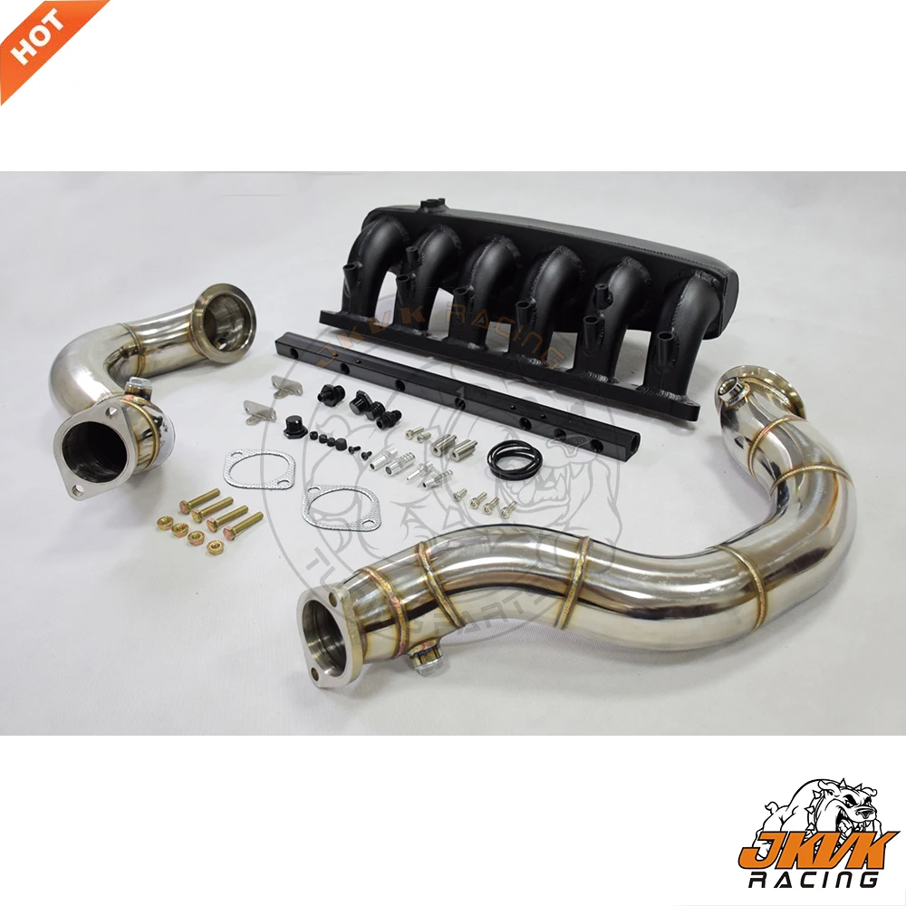 JKVK RACING N54 3.0L заготовка впускного коллектора + канальная труба с топливной направляющей черного цвета 135i 335i 535i E90 E91 E92 E93 E60 E61 E82 E88