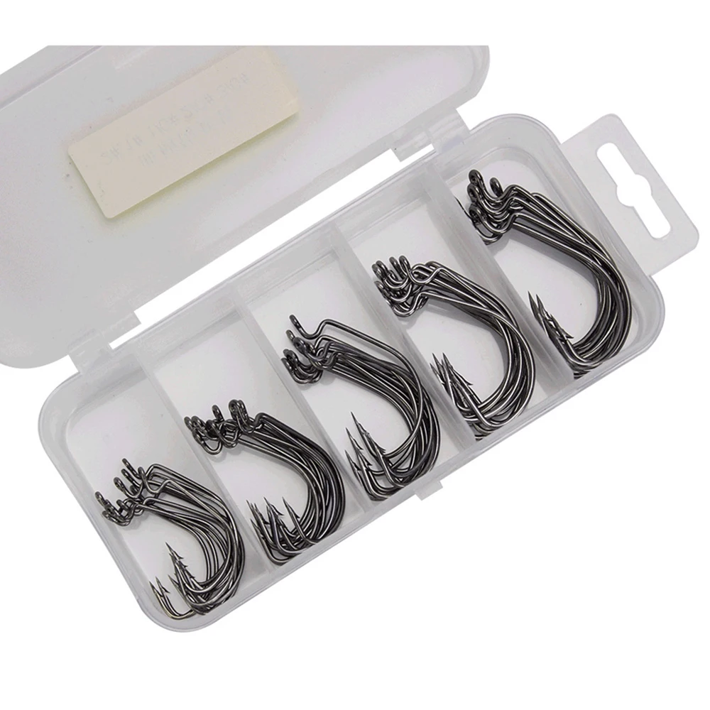 

50 pcs Coating High Carbon Steel Fishhook Hooks Circle Rustproof Barbed Hook Fishhook Sharp Strong Ocean Boat Fishing Fishhook