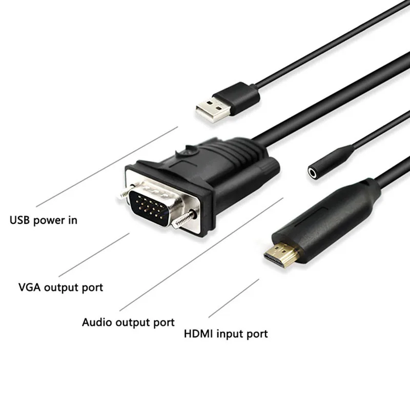 HDMI к Vga конвертер с кабелем 1 8 м цифро-аналоговый сигнал USB и o | Электроника