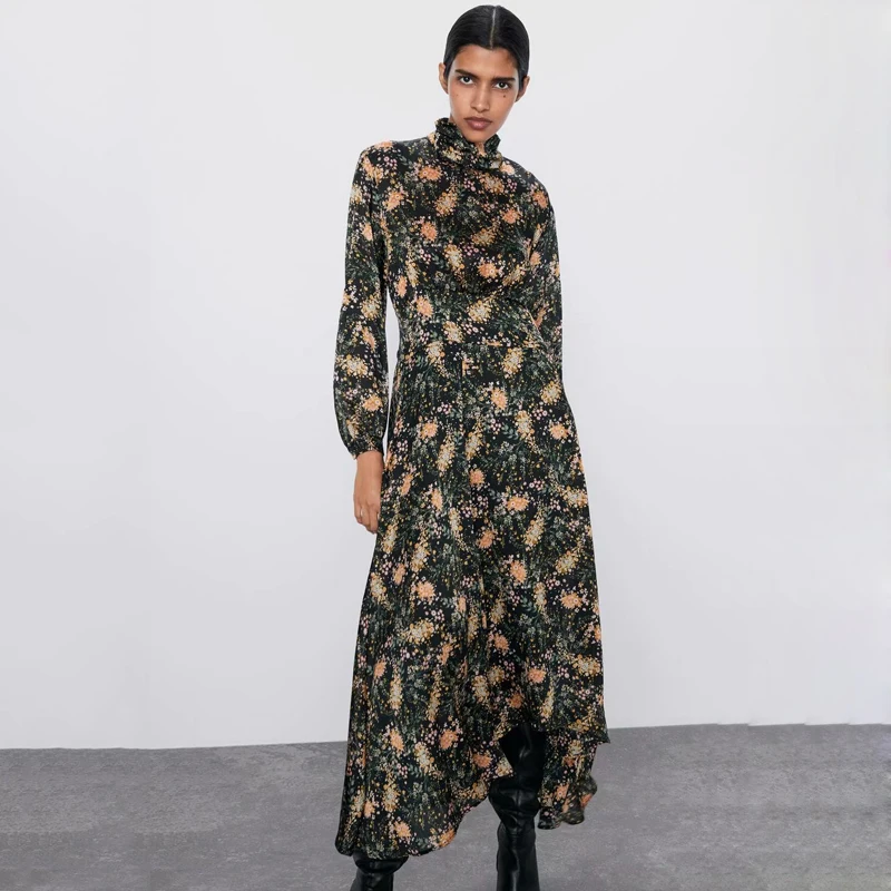 Новинка 2020 женское платье с принтом весеннее бохо Ретро стиль миди