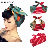 women vintage 50s skull print dot headband hair accessories hairband bow rockabilly pinup wire scarf 16 styles