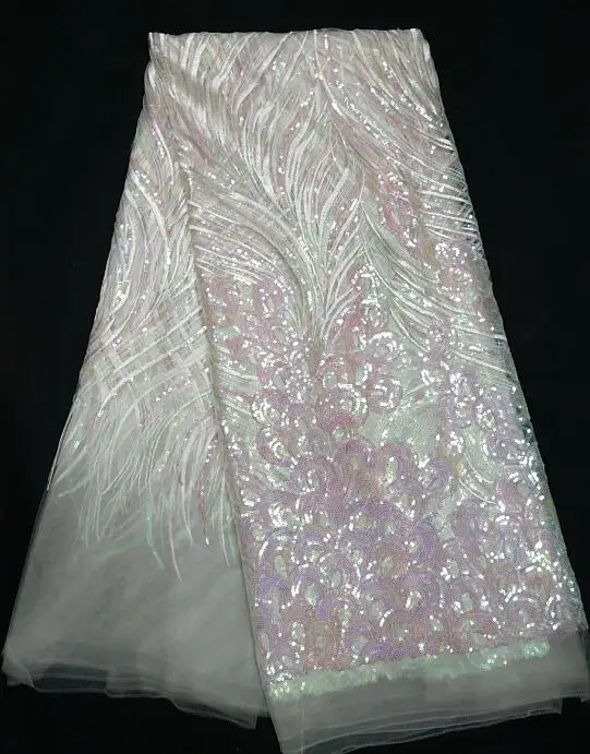 

French Lace Fabric High Class African Laces Fabric Double Organza With Sequins Embroidery For Sewing Beauty Women Dress J10362