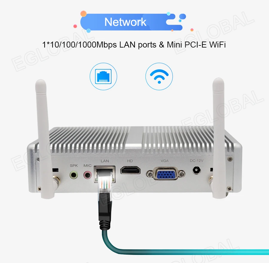 Мини ПК без вентилятора процессор EGlobal I3 I5 I7 linux intel Celeron N3050 2 Гб ОЗУ 16 SSD 4 * USB 3 0 300 м Wi