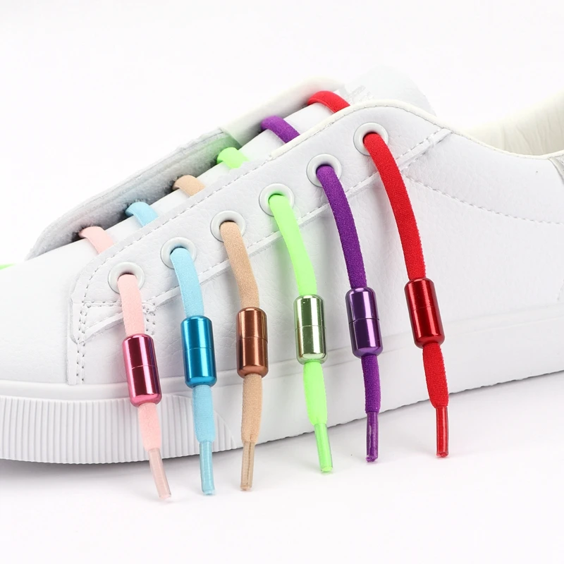 Aluminum capsule lock Shoelaces Elastic No Tie Shoe Laces For Kids Adult Sneakers Quick Shoelaces Semicircle Shoelace Lazy Laces