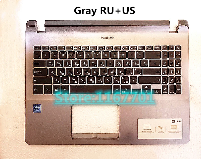 

Laptop US Keyboard House Shell Cover for Asus Vivobook 15 X507 Y5000 Y5000U Y5000UB Silver Gray US RU 13N1-3XA0911