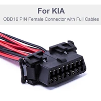 for kia obd 16 pin female obd2 connector with full cables cord wire