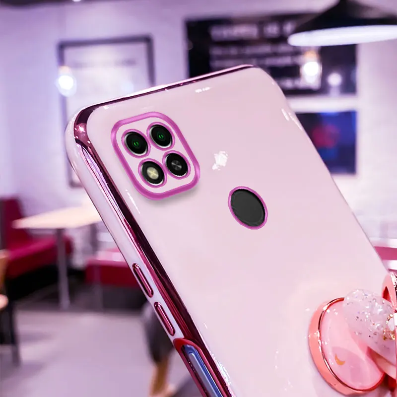 Luxury Silicone Case For Xiaomi Redmi 9C phone Case For Xiaomi Redmi 9C NFC Cover Shockproof Stand Holder Cases Redmi9C 9 C 9i