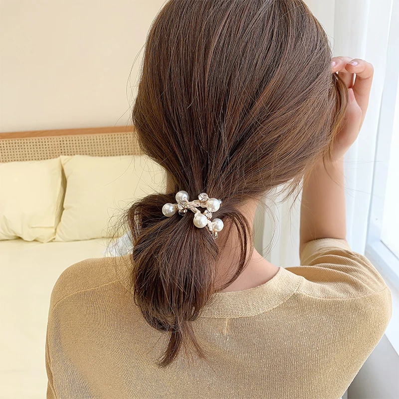 Резинка для волос женская с жемчугом Стразы |