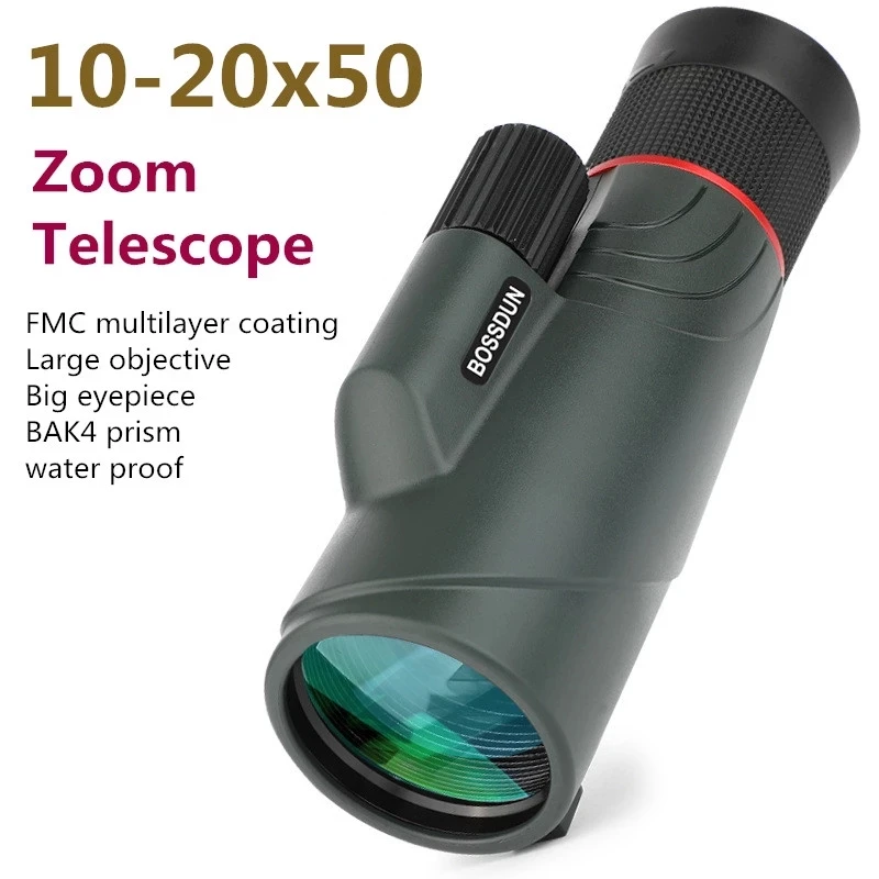 Hot-selling 10-20X50 Powerful Monocular BKA4 Prism Long-distance Zoom Telescope Hunting Camping Tourism Hiking Telescope