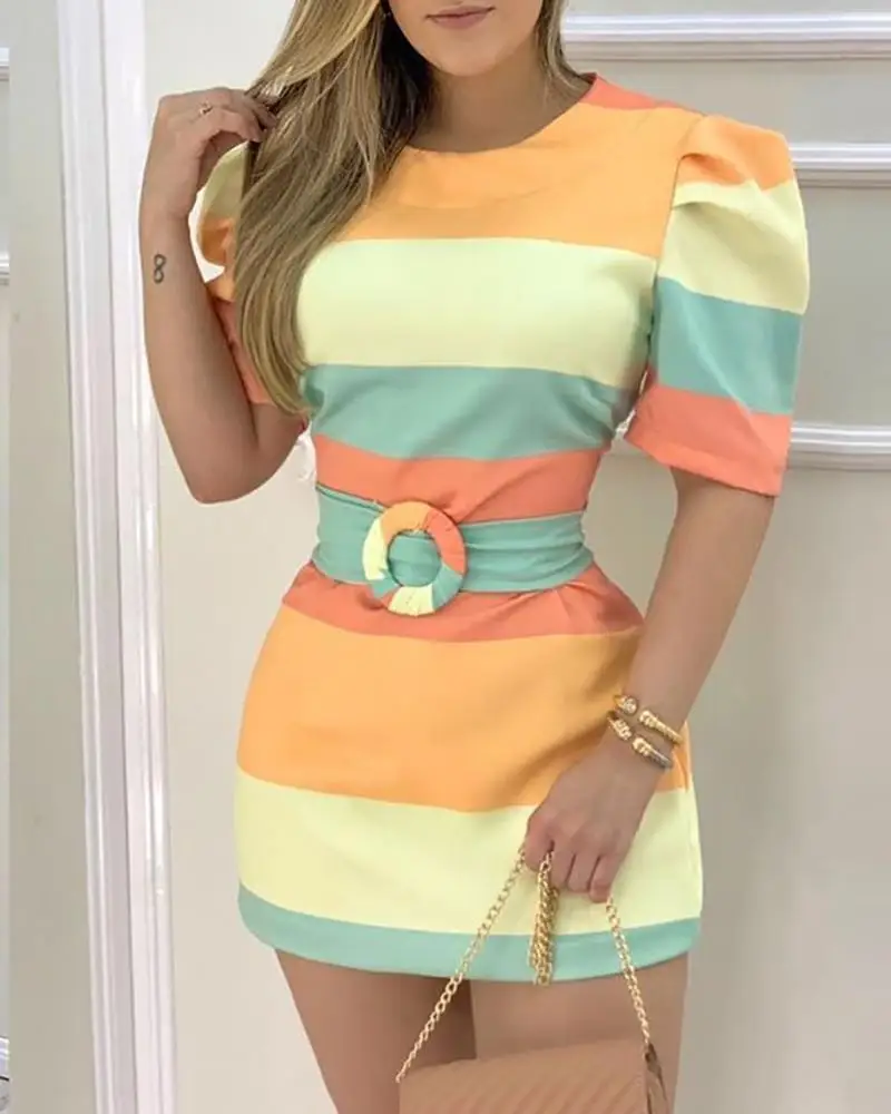 

Half Sleeve Colorblock Bodycon Dress