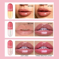 1 set mini 3 colors lip gloss crystal jelly mini capsule lip glaze moisturizing transparent color changing lipstick waterproof
