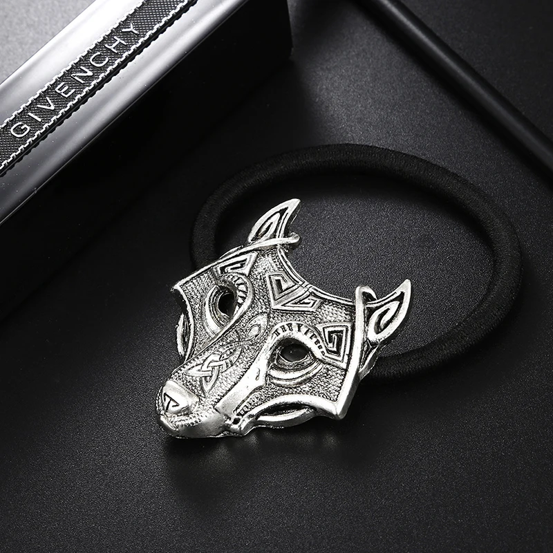 

Fashion Head Jewelry North Vikings Wolf Hair Bands Wolf Head Elastic Hair Rubber Bands Hair Rope Women