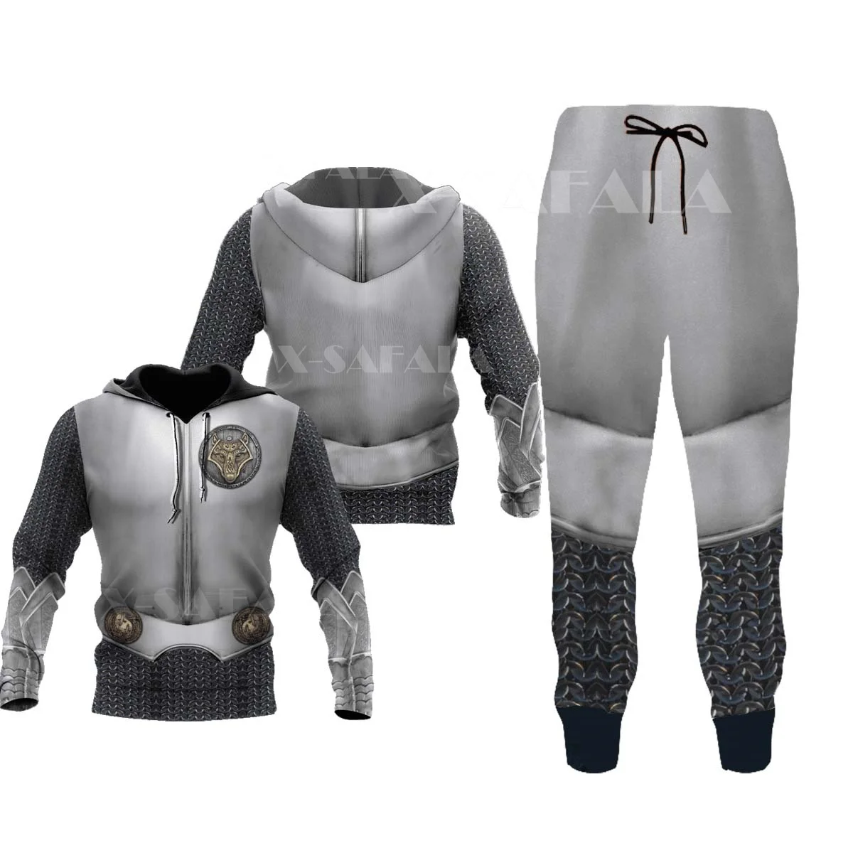 

Viking Armor Autumn Winter 3D Print Men's Hooded Pants Trousers Sweater Sportswear Tracksuit Long Sleeve Clothing Suit-1