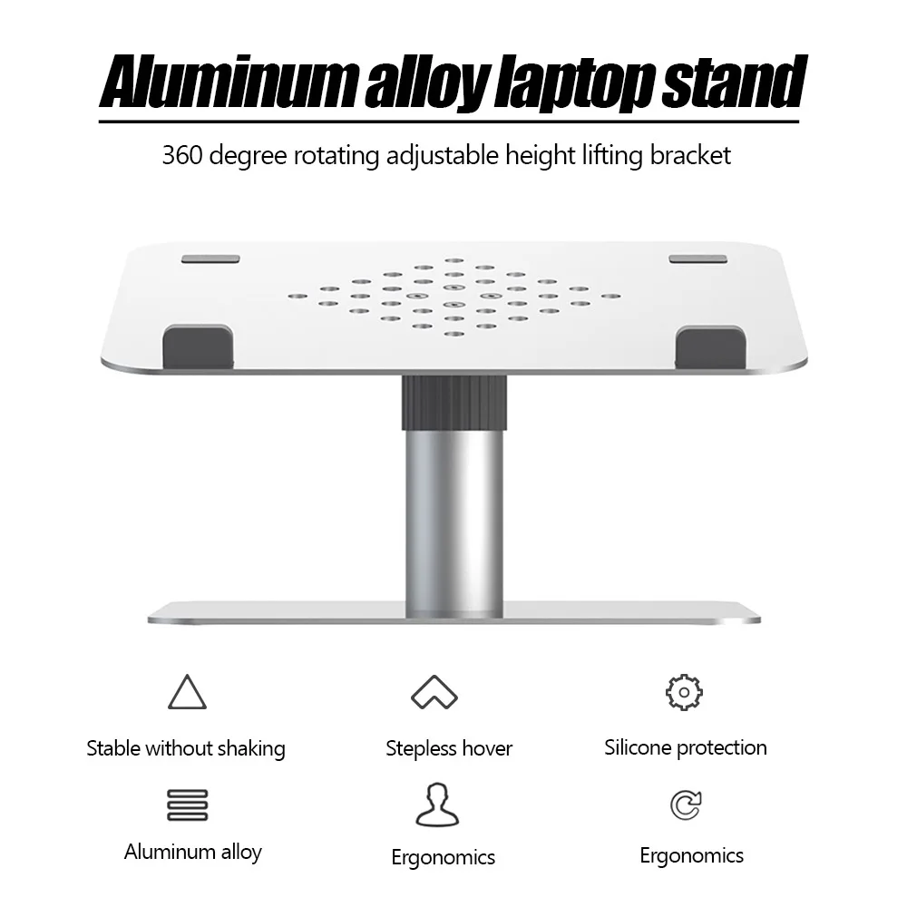 

Laptop Stand Aluminum Alloy Rotate Adjustable Computer Support Base Lifting Cooling Riser Holder For 11-17 Inch Notebook