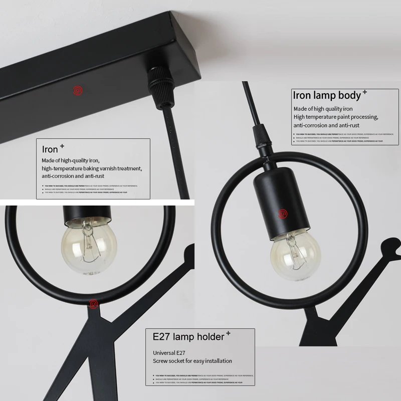 

E27 Creative Little Man Swing LED Pendant Light Cartoon Swing Pendant Lamp Children Room Restaurant Bar Cafe Hanging Light