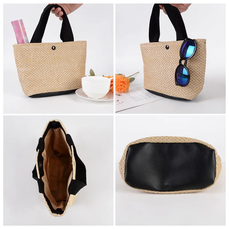 Модная женская летняя соломенная большая сумка-тоут Пляжная Повседневная сумка