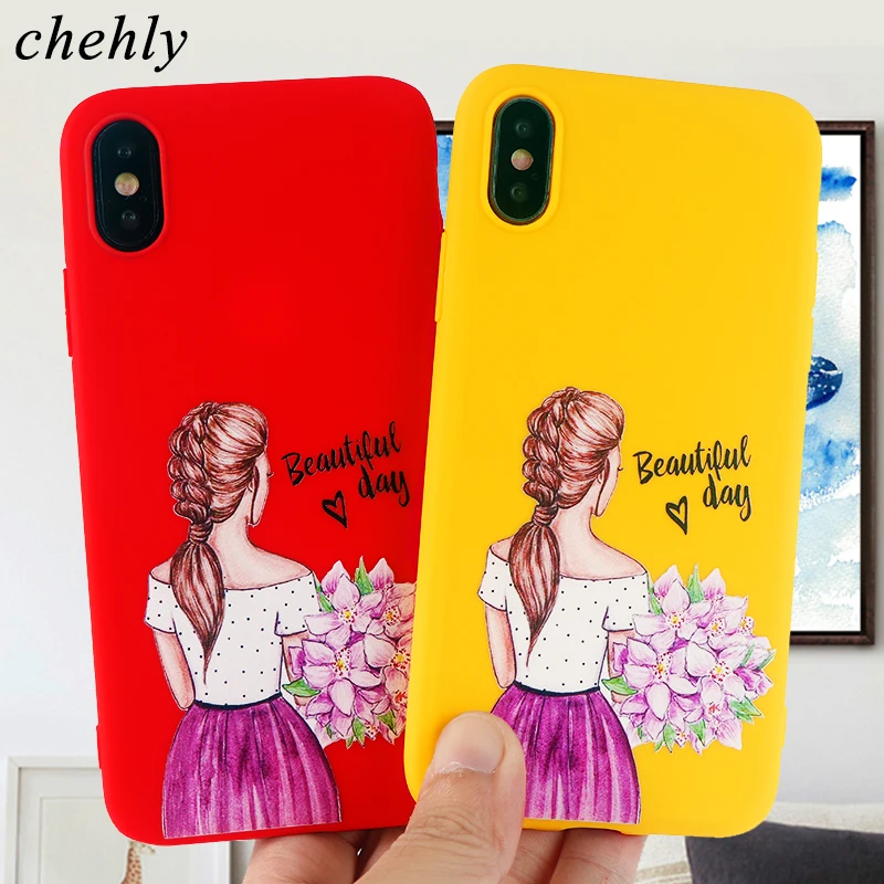 Чехол Beauty Girl для iPhone X XR XS Max 8 7 6 S Plus модные чехлы мягкие силиконовые мобильный