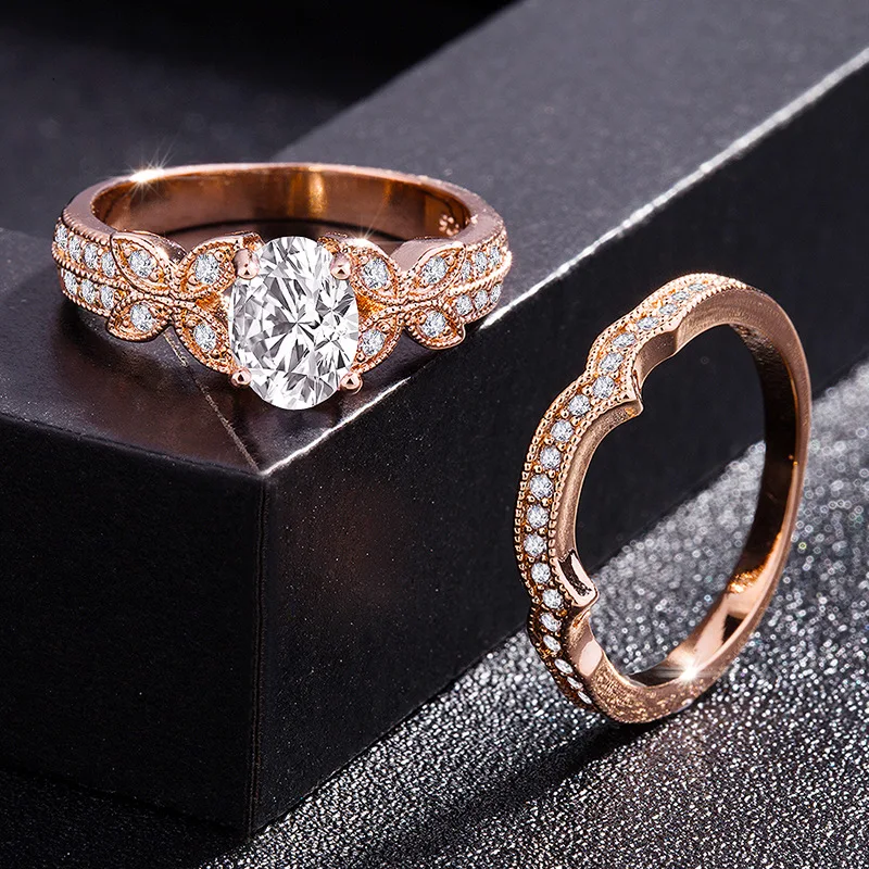 Женское кольцо из розового золота с бриллиантами 14 к|Кольца| |