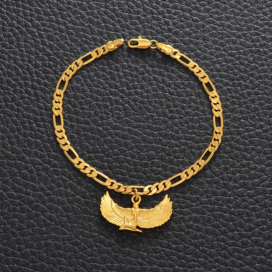 

Anniyo Fab Egyptian Goddess Anklets Gold Color Wing Foot Chain Ankh Bib Wicca Pagan Jewelry Egypt Religion #235606