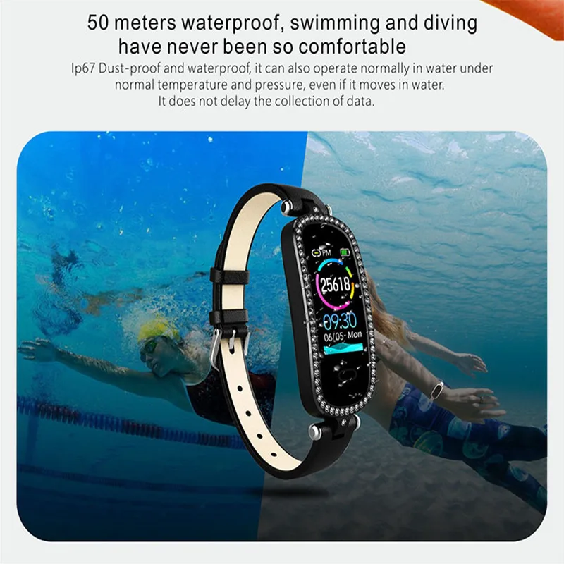 Женские Смарт часы модные женские пульсометр кровяное давление фитнес трекер