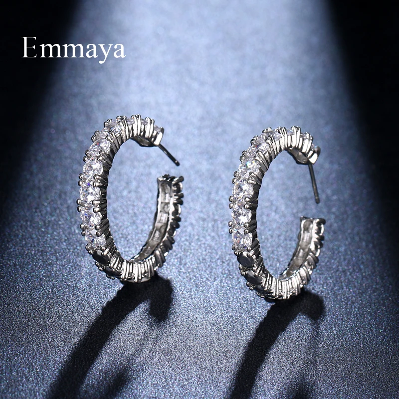 Emmaya элегантный орнамент для женщин Модный дизайн серебряная серьга гвоздик с