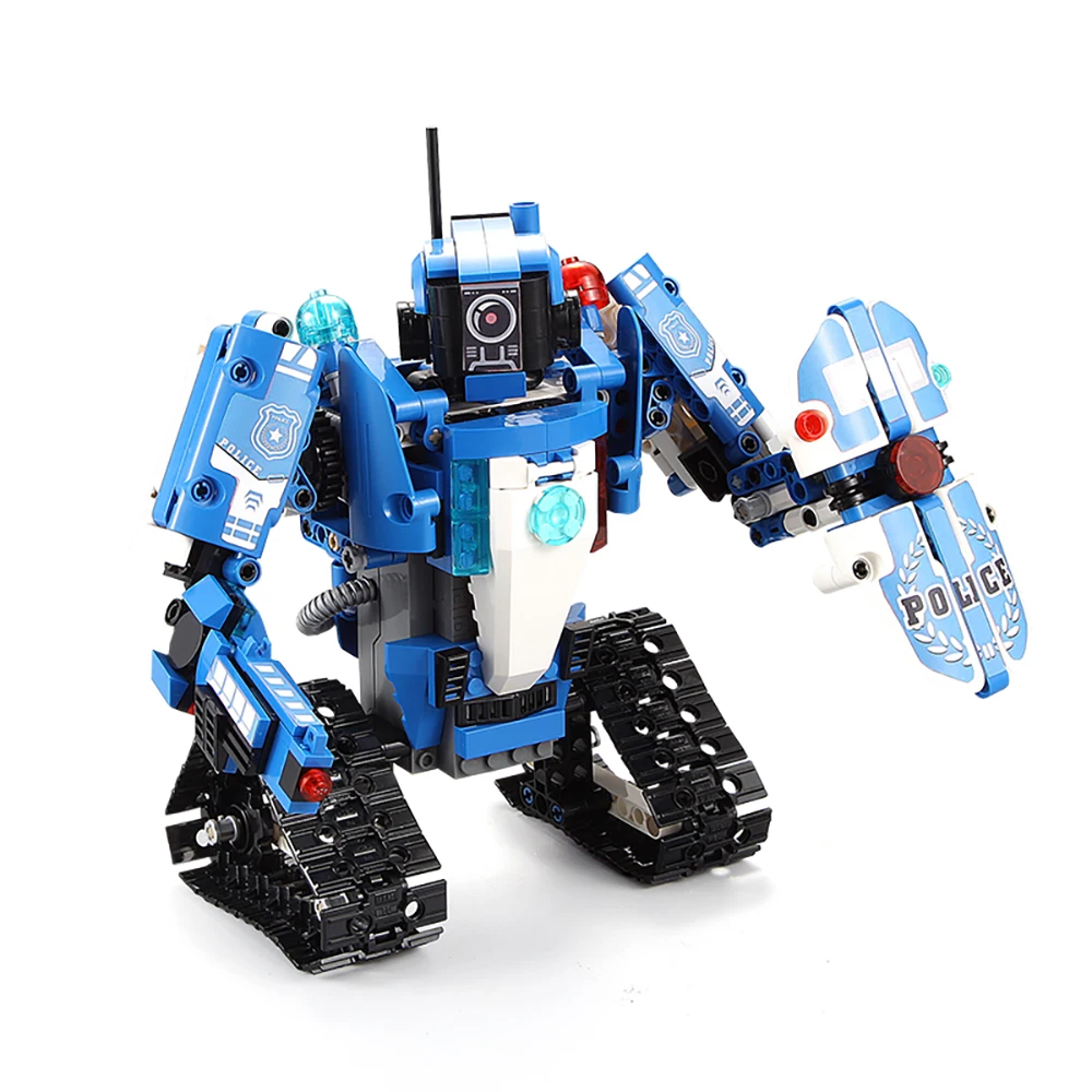556 шт. RC робот городской полицейский грузовик 2 в 1 совместимые строительные блоки