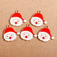 10pcs 2020mm santa claus charms cartoon enamel hat charms pendants for making necklaces earrings keychain diy jewelry findings