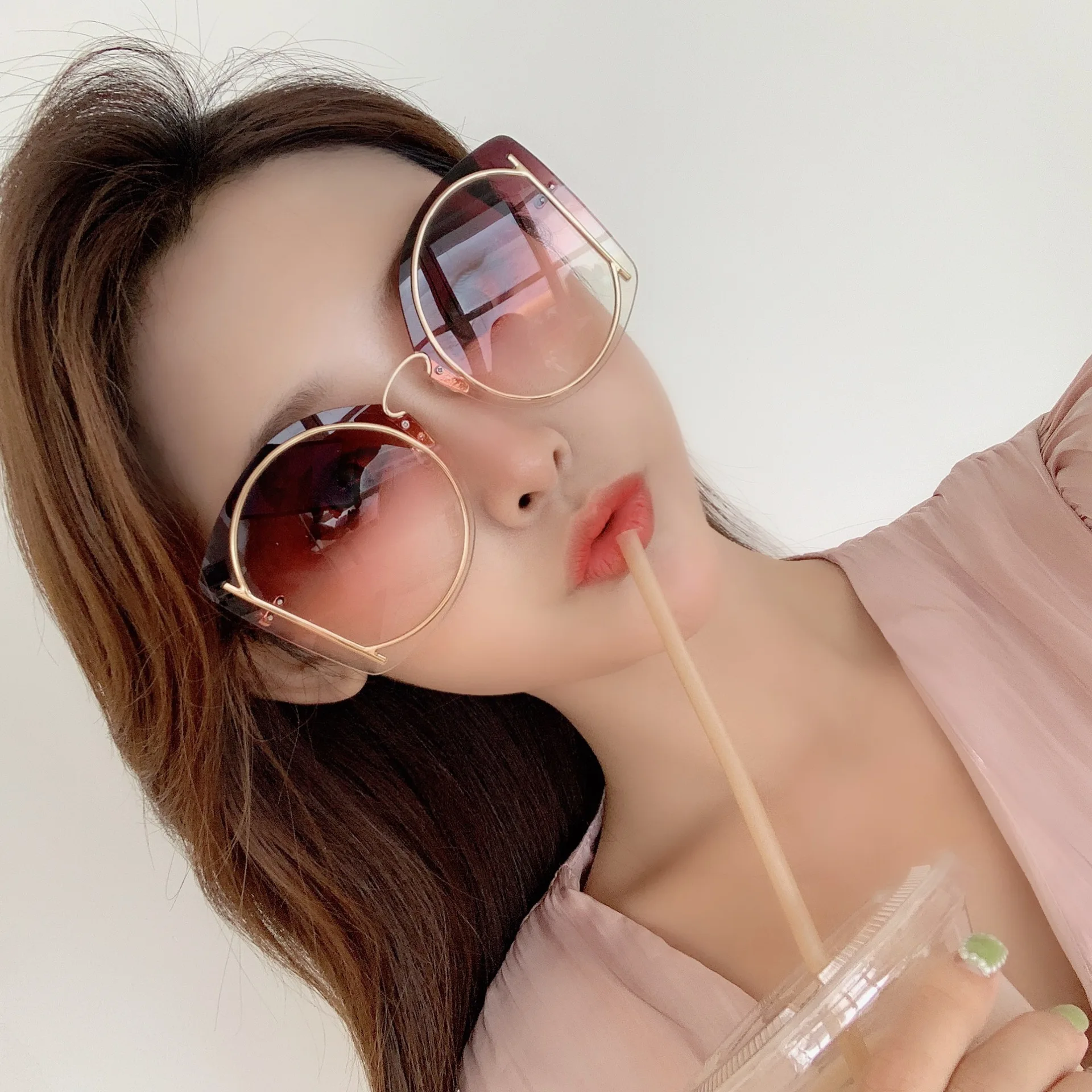 

2021 new sunglasses female sunglasses tide 51S196 irregular geometric wind sunglasses sunglass