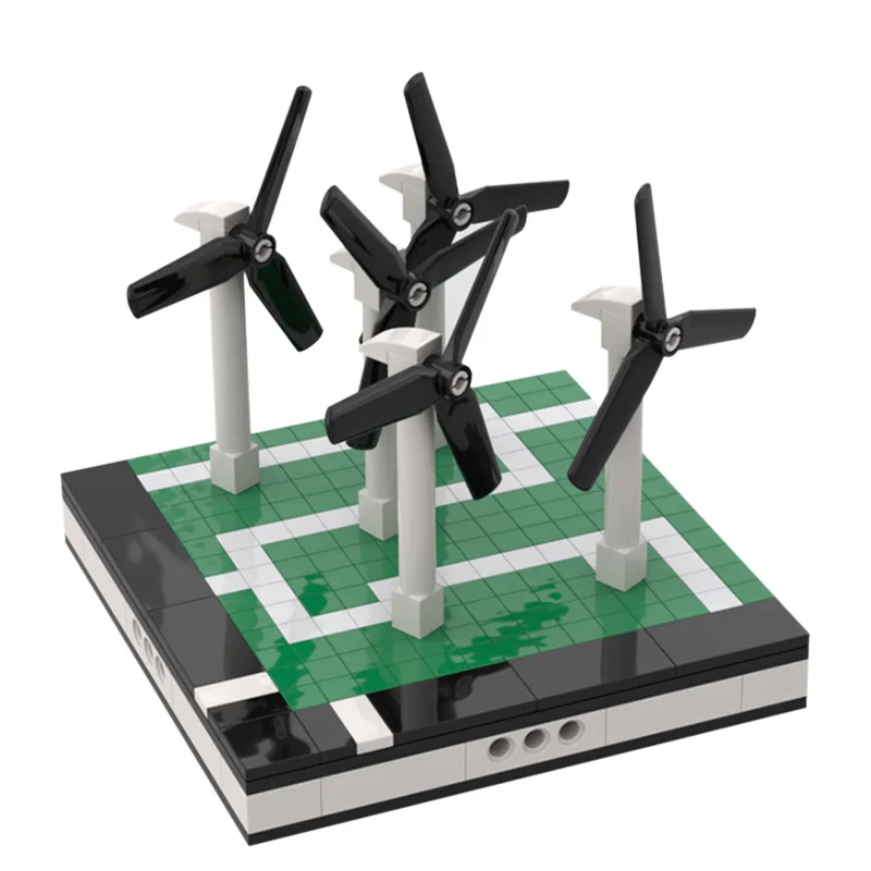 

MOC Street View Wind Turbine farm for a Modular DIY City Educational Building Blocks Bricks Toy Toys For Kids Children Gifts